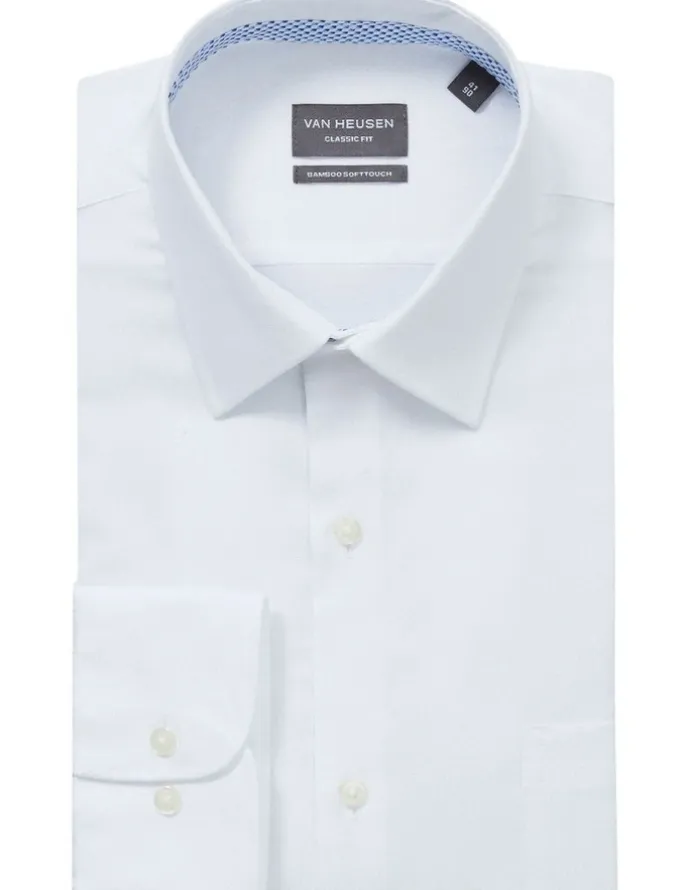 Van Heusen Classic Long Sleeve Shirt 1 Collar Plain Dobby in White