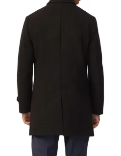 Van Heusen Melton 4 Button Tailored Coat in Black