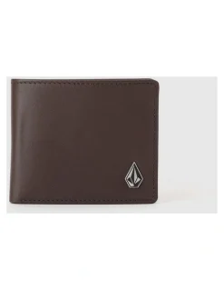 Volcom Single Stone Leather Wallet Brown