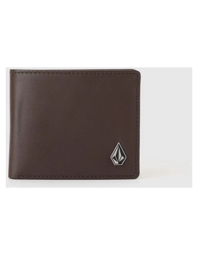 Volcom Single Stone Leather Wallet Brown