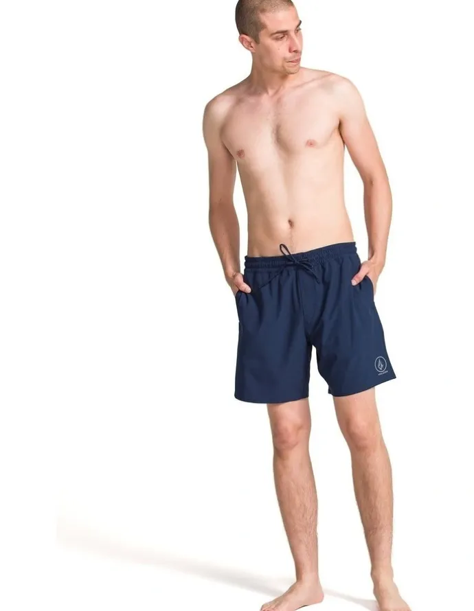Volcom Manic Solid Trunk 17 Inch Boardshorts in Navy