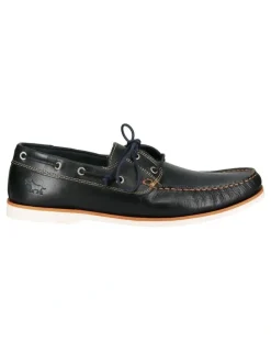 Wild Rhino Byron Leather Boat Shoe in Navy