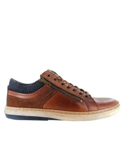 Wild Rhino Whistle Leather Tan Lace-Up Casual Sneaker