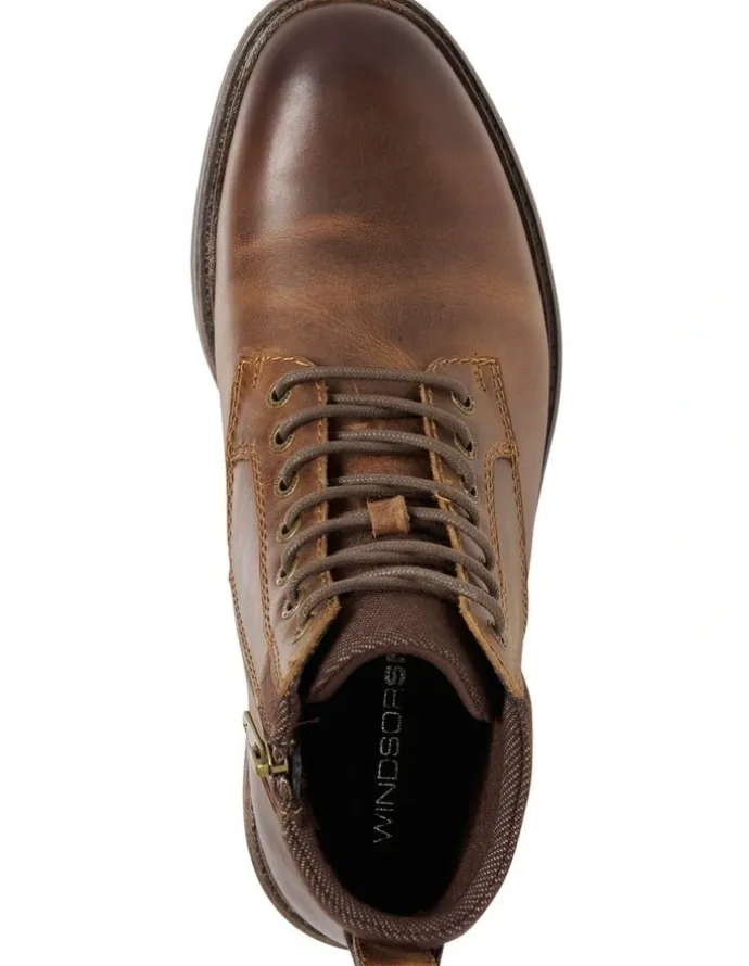 Windsor Smith Beau Leather Boot in Dark Brown