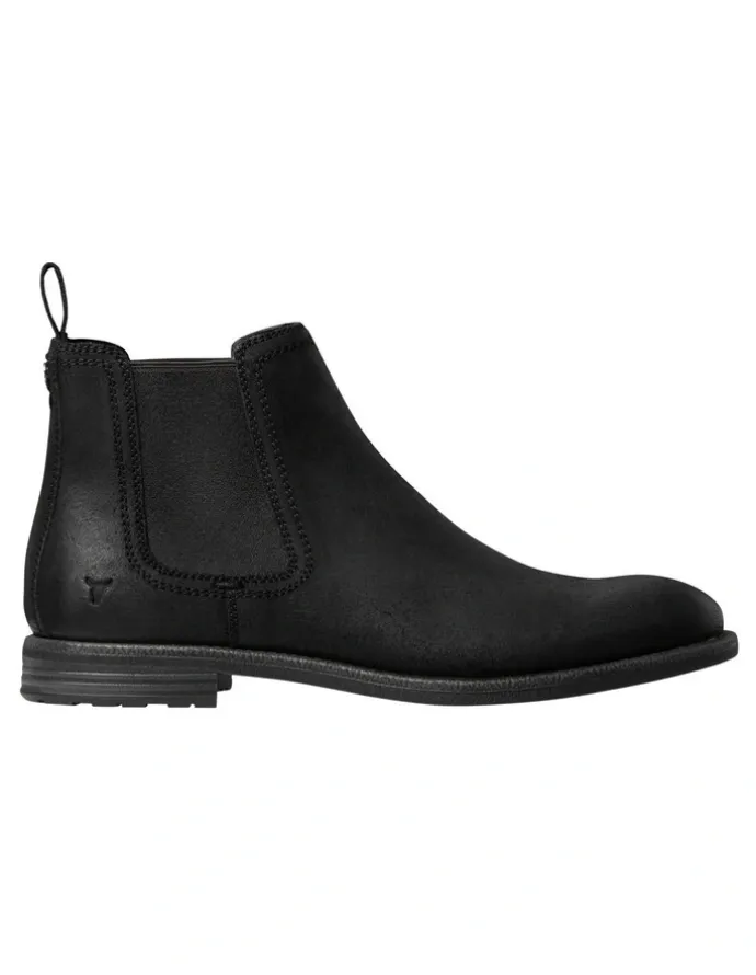 Windsor Smith Saxon Boot in Black Oil Suede