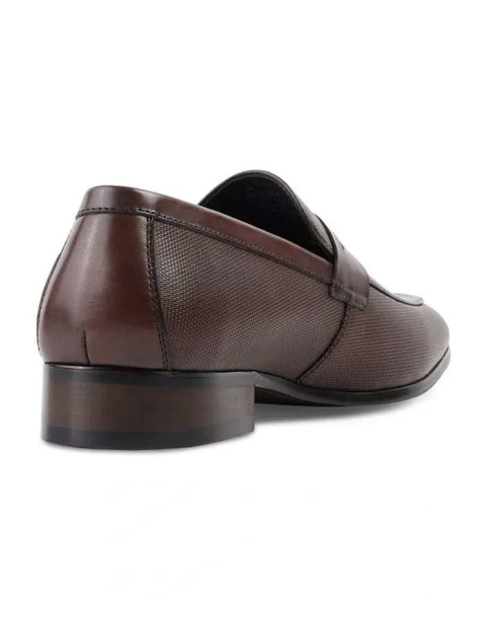 yd. Beau Textured Leather Loafer in Chestnut