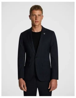 yd. Lorenzo Slim Suit Pinstripe Jacket in Navy