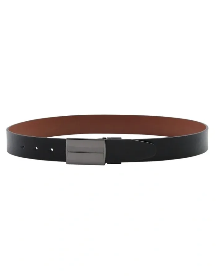 yd. Mirror Plate Reversible Belt in Black/Tan