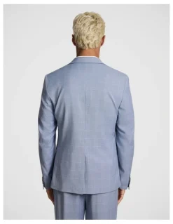 yd. Pembroke Slim Check Suit Jacket in Light Blue