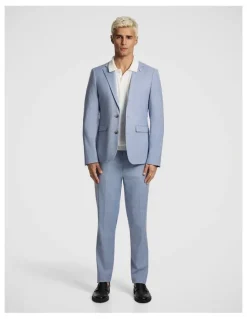 yd. Pembroke Slim Check Suit Jacket in Light Blue