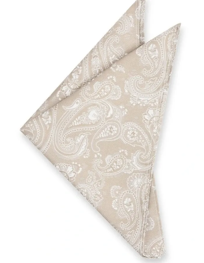 yd. Puglia Paisley Pocket Square in Natural