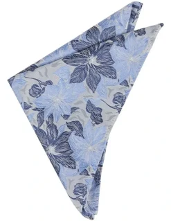 yd. Skiathos Floral Pocket Square in Mid Blue