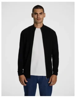 yd. Adam Zip Through Knit Cardigan in Black