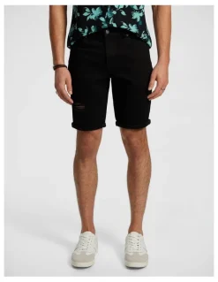 yd. Christos Ripped Denim Short in Black