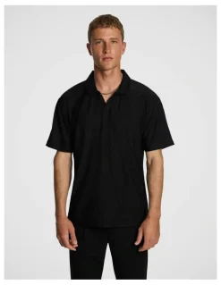 yd. Diego Textured Polo Shirt in Black