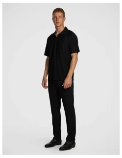 yd. Diego Textured Polo Shirt in Black