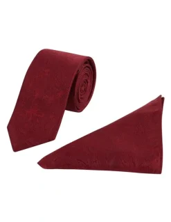 yd. Dre Tie And Pocket Square Set in Red
