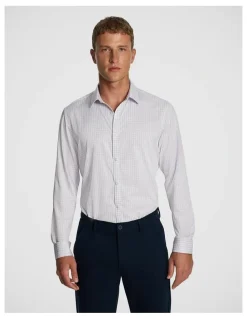 yd. Forbes Check Bamboo Blend Slim Shirt in Lilac