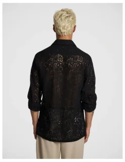 yd. Gianni Lace Shirt in Black