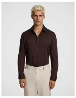 yd. Heathcoat Slim Bamboo Shirt in Chocolate