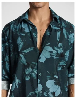 yd. Massimo Floral Print Shirt in Dark Green