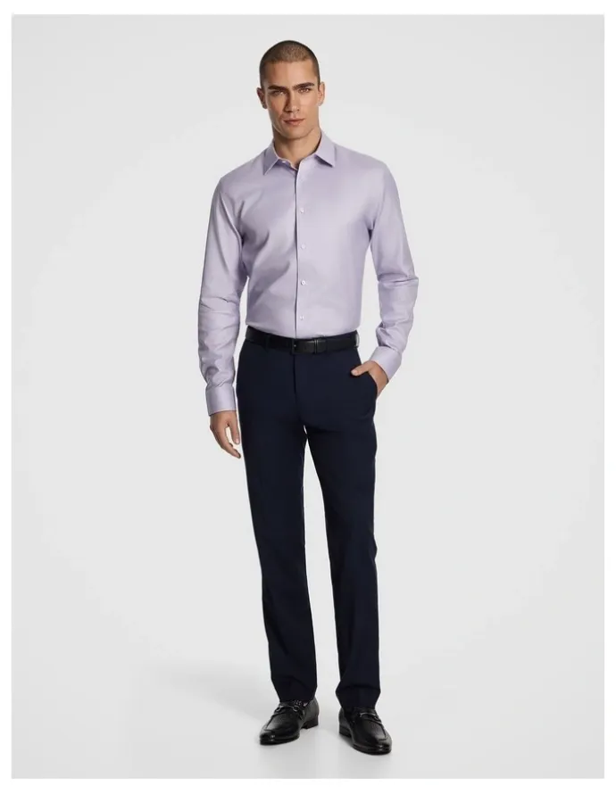 yd. Maximum Two Ply Cotton Premium Slim Dress Shirt in Lilac