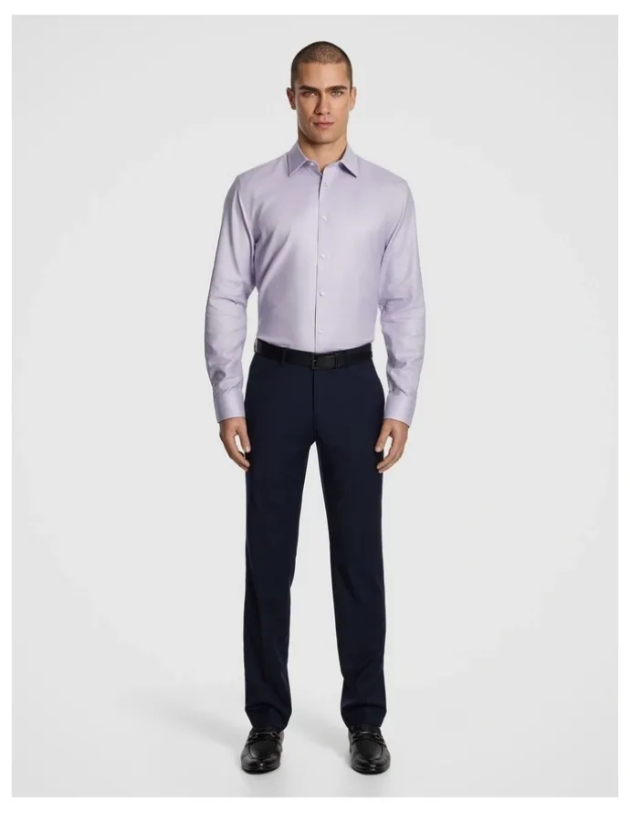 yd. Maximum Two Ply Cotton Premium Slim Dress Shirt in Lilac