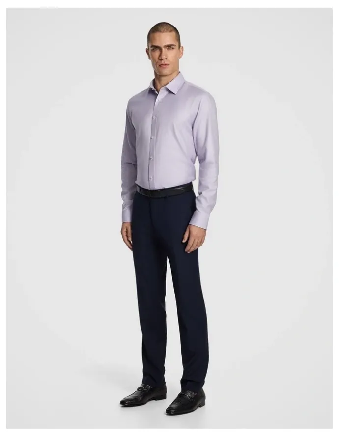 yd. Maximum Two Ply Cotton Premium Slim Dress Shirt in Lilac