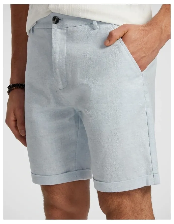 yd. Panama Linen Chino Short in Ice Blue