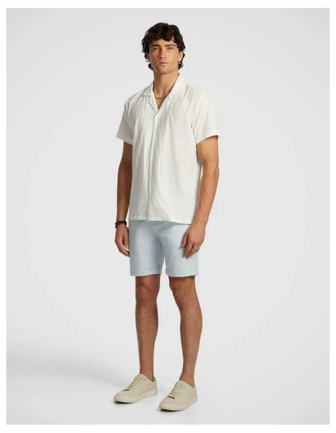 yd. Panama Linen Chino Short in Ice Blue