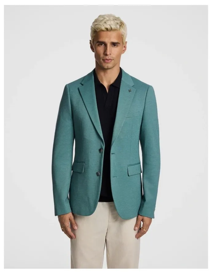 yd. Piers Knitted Slim Fit Blazer in Teal