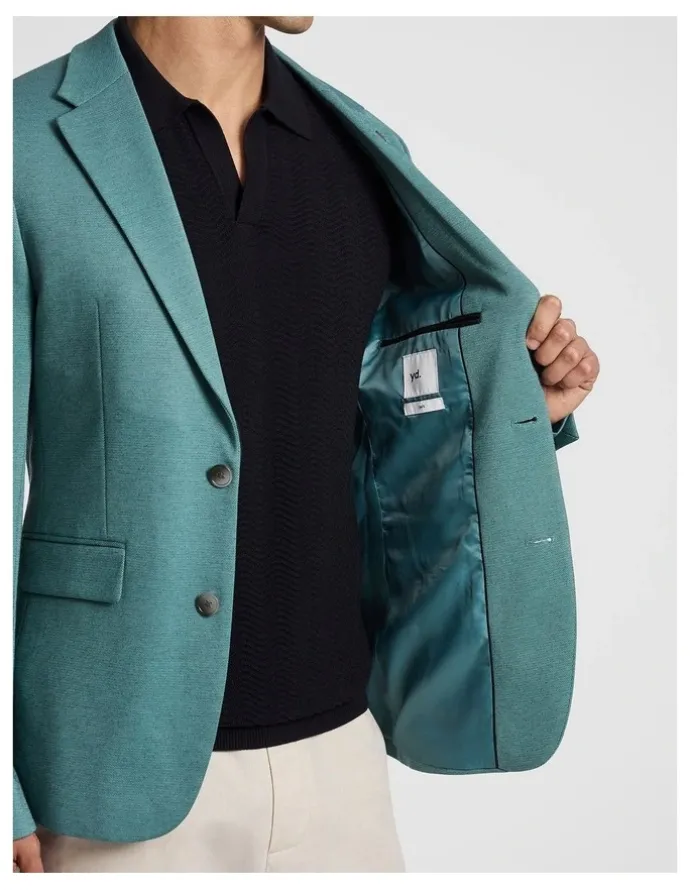 yd. Piers Knitted Slim Fit Blazer in Teal