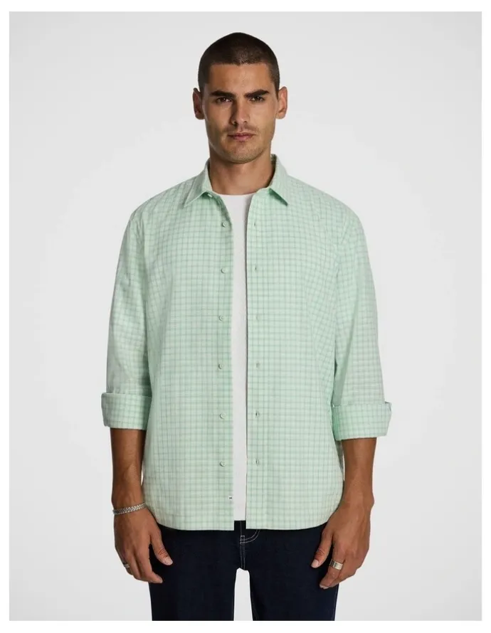 yd. Rocco Check Relaxed Shirt in Mint