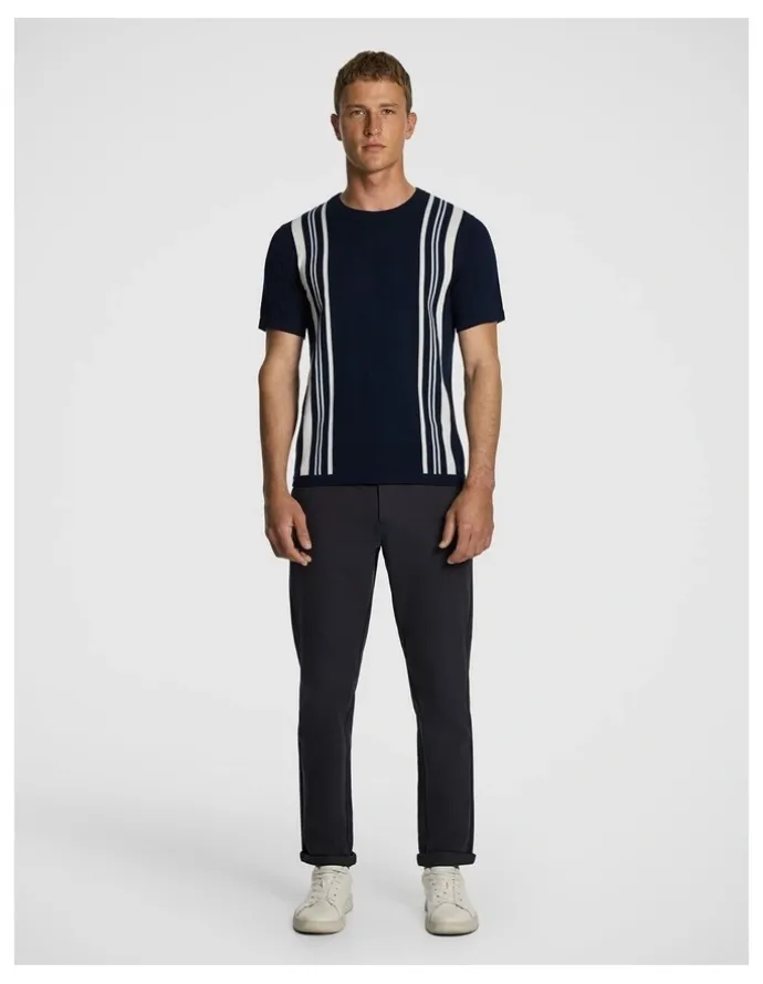 yd. Strider Stripe Knitted Tee in Navy