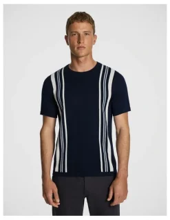 yd. Strider Stripe Knitted Tee in Navy