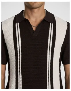 yd. Tiverton Knitted Polo Shirt in Chocolate