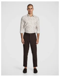 yd. Valencia Slim Paisley Shirt in Chocolate