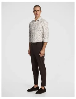 yd. Valencia Slim Paisley Shirt in Chocolate
