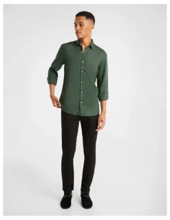 yd. West Hampton Pure Linen Shirt in Green