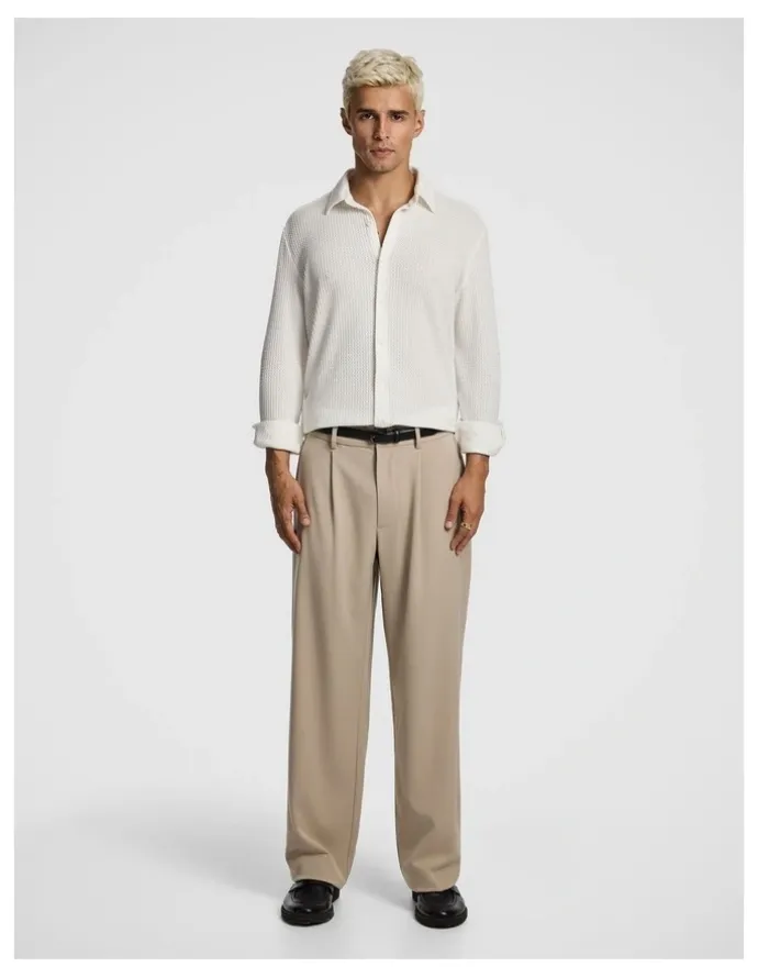 yd. Zephyr Textured Shirt in Off White