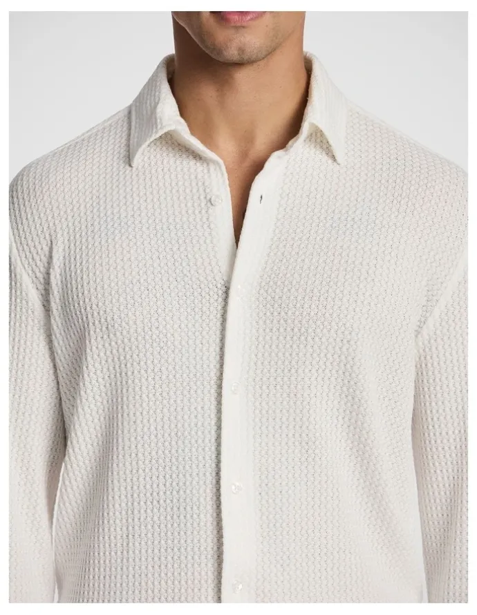 yd. Zephyr Textured Shirt in Off White